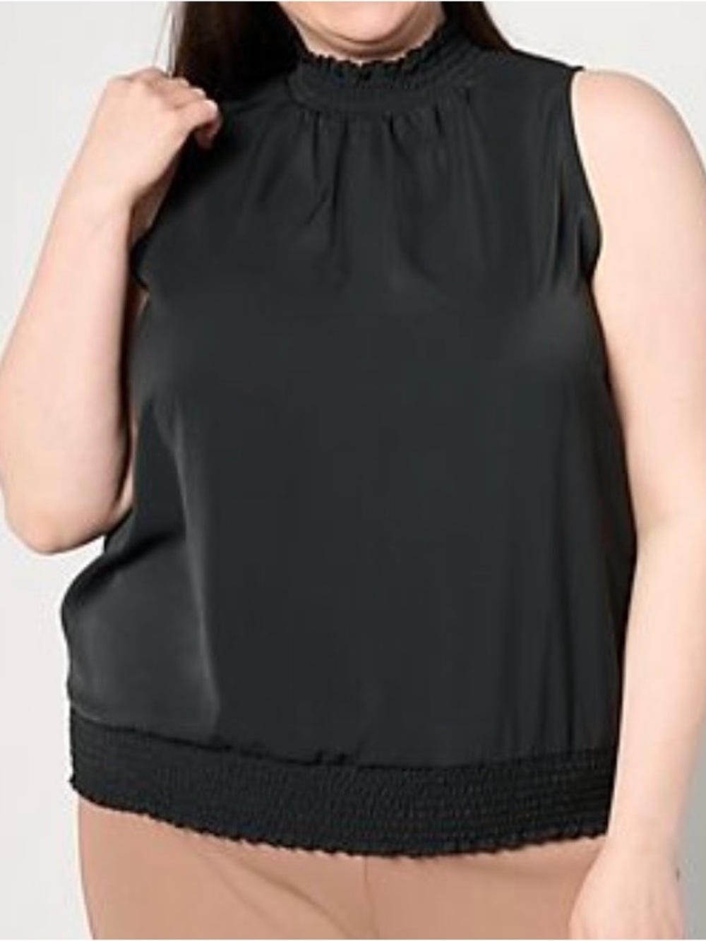 High Neck Smocked Sleeveless Top M